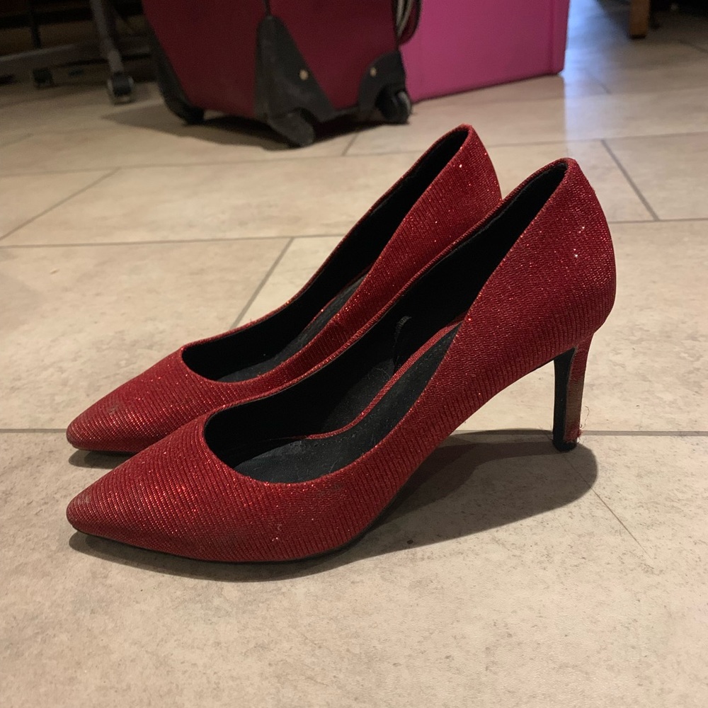 Glittery red heels